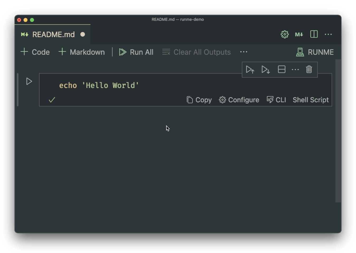 run hello world in vs code